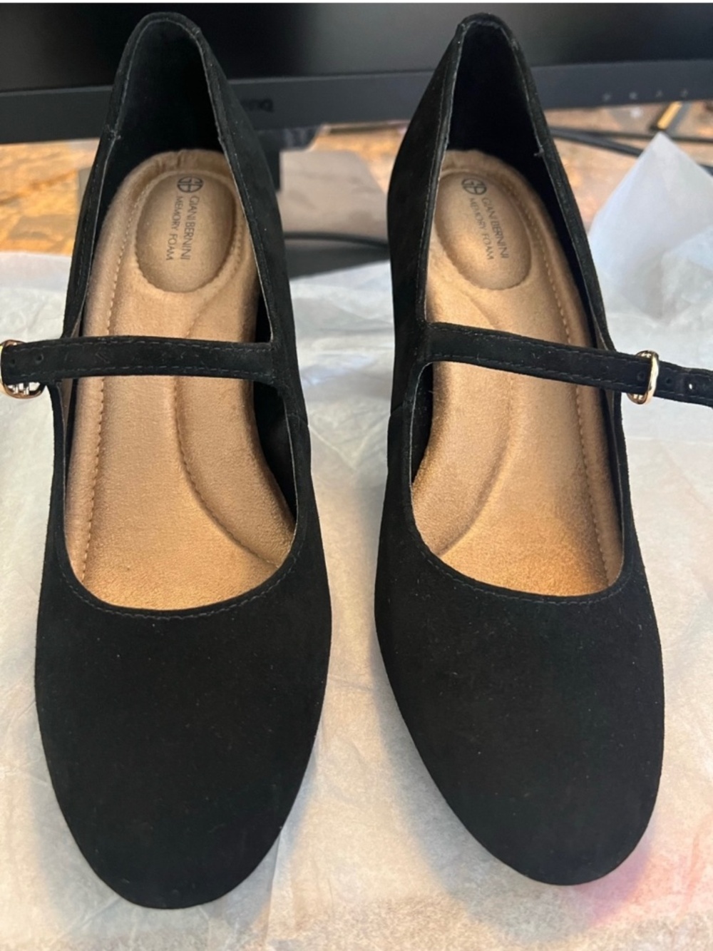 Giani Bernini Black Suede Mary Jane Heels NWT Size 7 - Picture 1 of 14